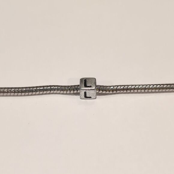 Silver L Spacer Charm for Pandora Style Bracelet - Picture 4 of 5